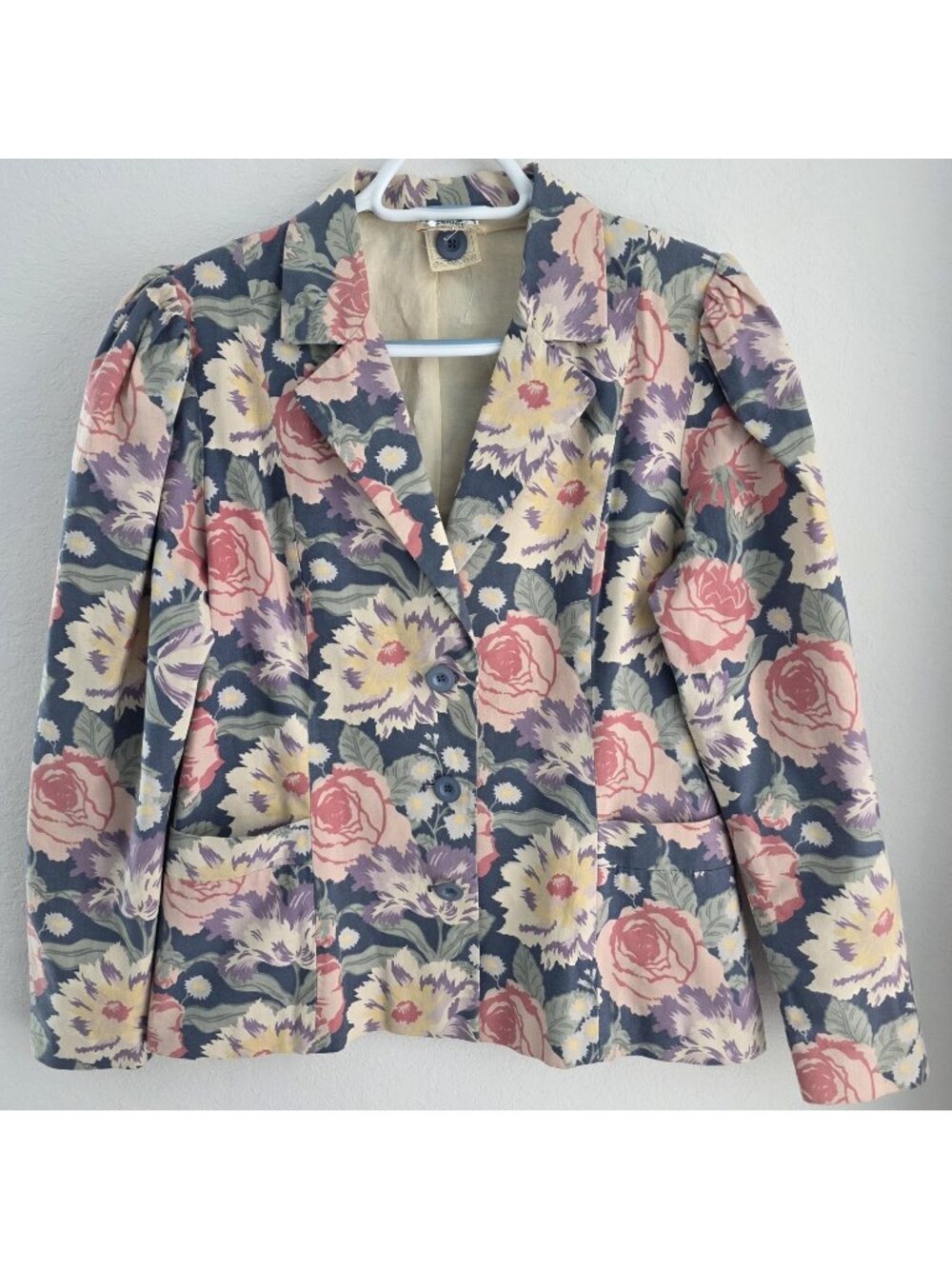 Laura Ashley Vintage Floral Blazer Womens L Cottagecore Button Jacket